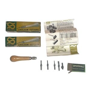 Speedball Linoleum Cutters Lot 2 Vintage Printmaking Carving Tools USA RetroArt